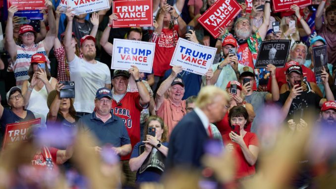 Republican presidential nominee Donald J. Trump and running mate JD Vance hold first joint campaign rally