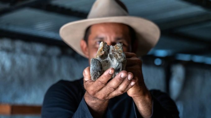 César Perdomo, a rancher and fossil hunter in the Tatacoa Desert in Colombia, with a terror bird fossil. Until his find, little was known about how these carnivores spread across the Americas millions of years ago. - Derechos de Imagen NEW YORK TIMES. César Perdomo, a rancher and fossil hunter in the Tatacoa Desert in Colombia, with a terror bird fossil. Until his find, little was known about how these carnivores spread across the Americas millions of years ago. - Derechos de Imagen NEW YORK TIMES.