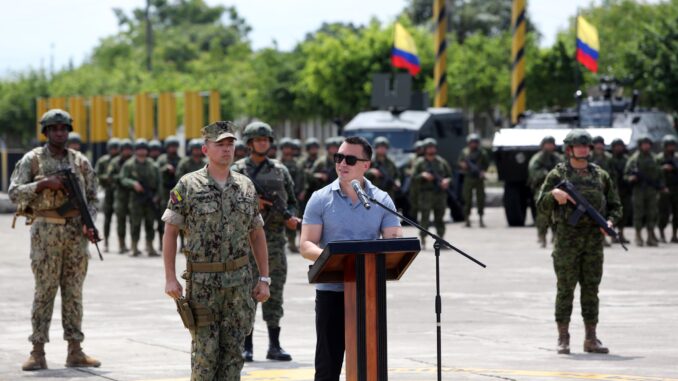 El presidente de la República, Daniel Noboa, en Machala, este lunes, 13 de enero de 2025. Foto extraída de la cuenta de la Presidencia en X. El presidente de la República, Daniel Noboa, en Machala, este lunes, 13 de enero de 2025. Foto extraída de la cuenta de la Presidencia en X.