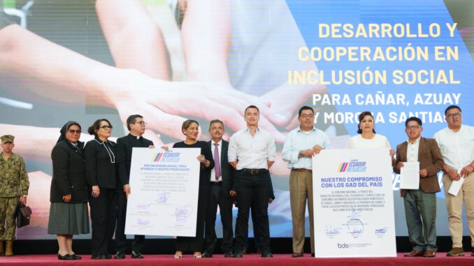 El presidente de la República, Daniel Noboa, en Azogues, Cañar, este martes, 14 de enero de 2025. Foto extraída de la cuenta de Noboa en X. El presidente de la República, Daniel Noboa, en Azogues, Cañar, este martes, 14 de enero de 2025. Foto extraída de la cuenta de Noboa en X.