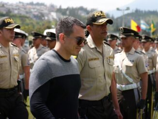 El presidente de la República, Daniel Noboa, en la Escuela Superior de Policía ‘General Enríquez Gallo’ , en Quito, este miércoles, 15 de enero de 2025. Foto extraída de la cuenta de la Presidencia en X.