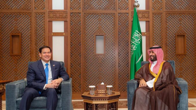 Saudi Arabias Crown Prince bin Salman receives US Secretary of State Rubio