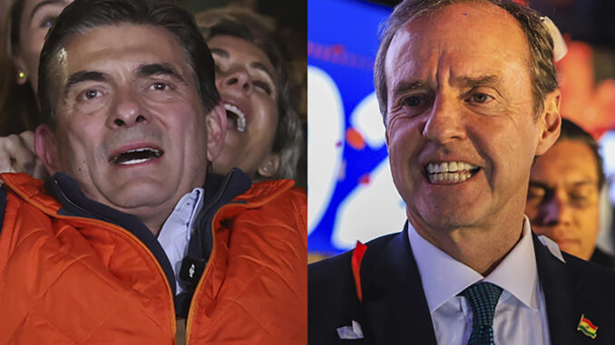 Jorge Quiroga y Rodrigo Paz reaccionan tras su paso a la segunda vuelta de las elecciones de Bolivia