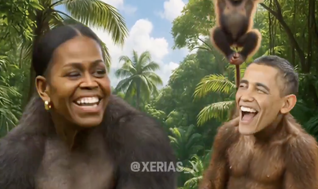 Captura de video racista que publicó Donald Trump en su cuenta de su propia red social.