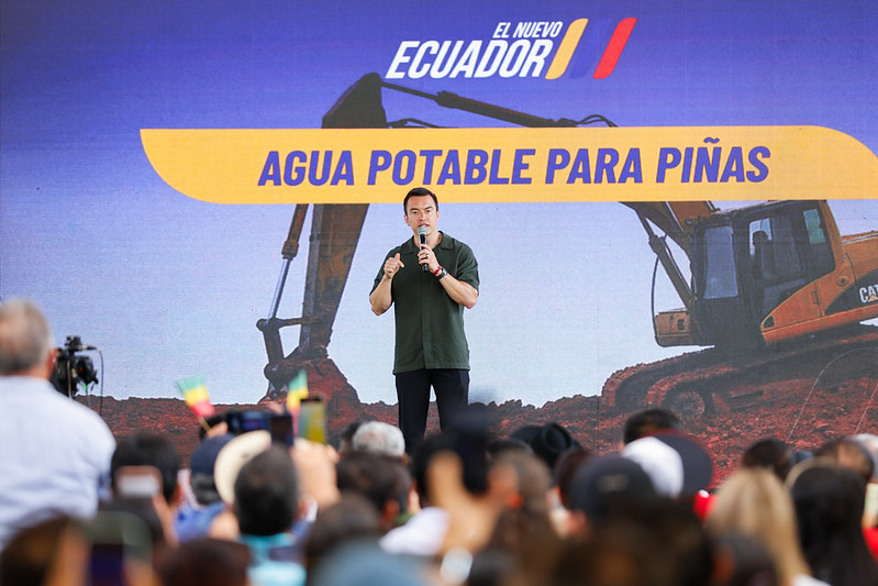 Noboa aununcia inversión de $4,3 millones para planta de tratamiento de agua potable en Piñas