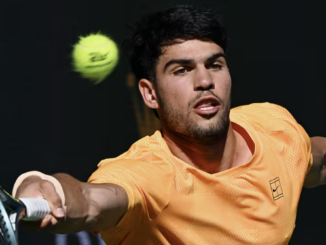 Carlos Alcaraz, durante su partido ante Daniil Medvedev en Indian Wells / Icon Sportswire